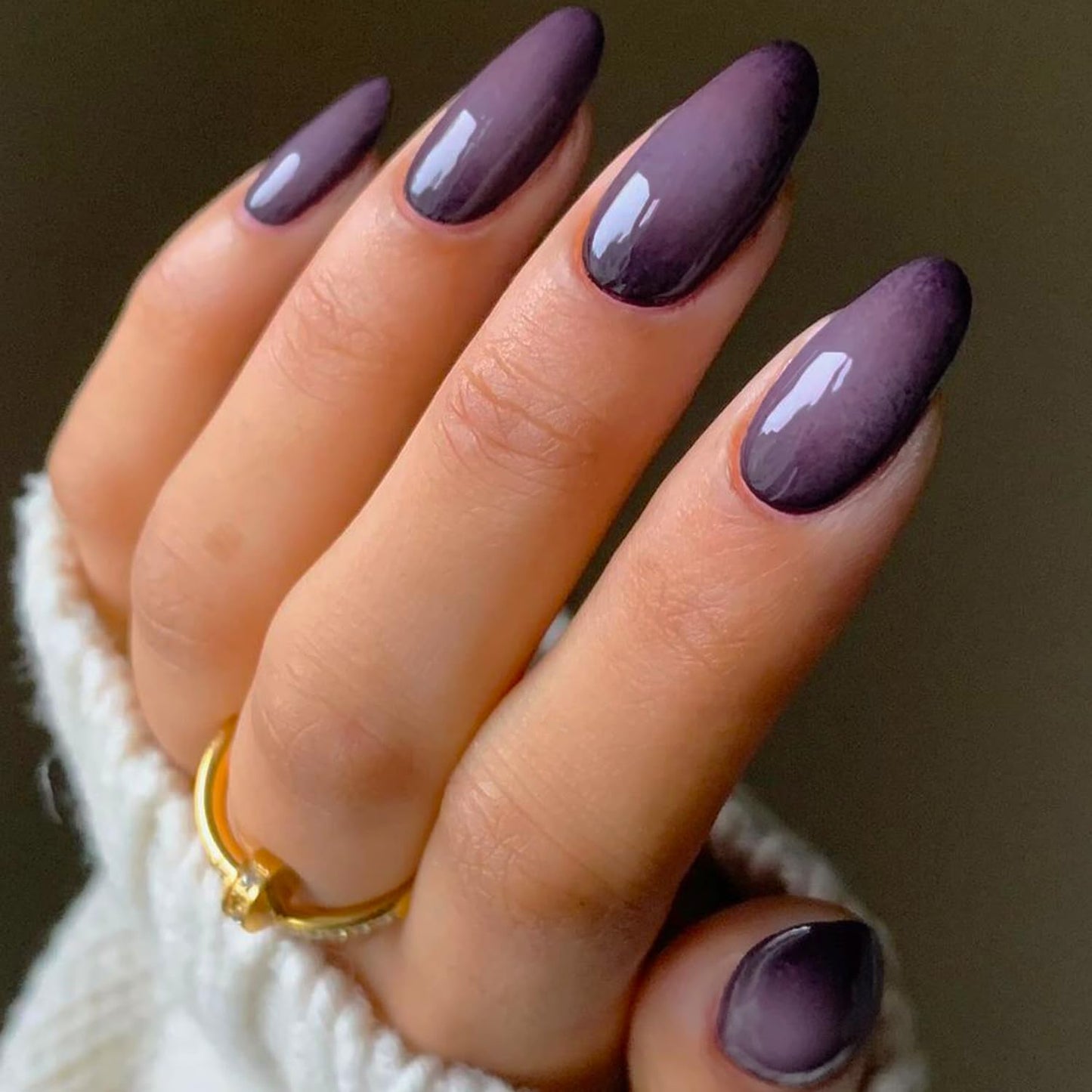 GLAMERMAID Black Pink Ombre Press on Nails Medium Almond, Purple Aurora Fake Crush Nails, Stiletto Fake Nails, Short Oval Stick Glue on Nails Tips for Women, Reusable Acrylic False Nail Kits