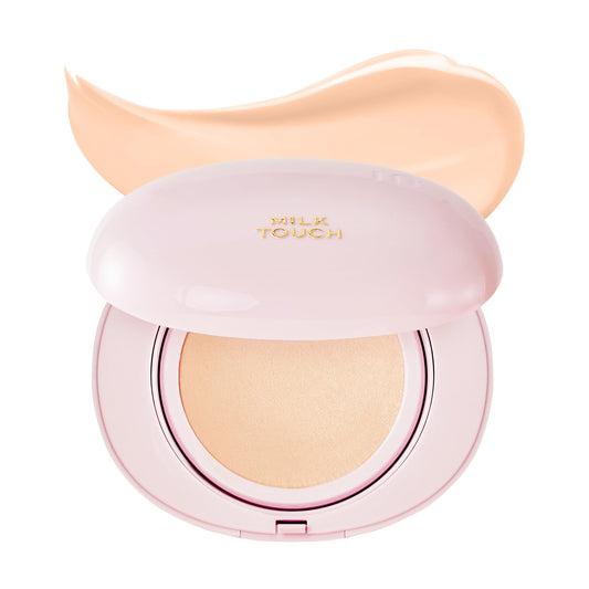 milktouch Cushion Foundation, 24H Flawless Skin, Radiant Shine, No Oxidation, Long-Lasting, Non-Creasing, 60% Hydrating Skincare Infused Korean Foundation, Valentines Gifts (19N Vanilla Ivory)
