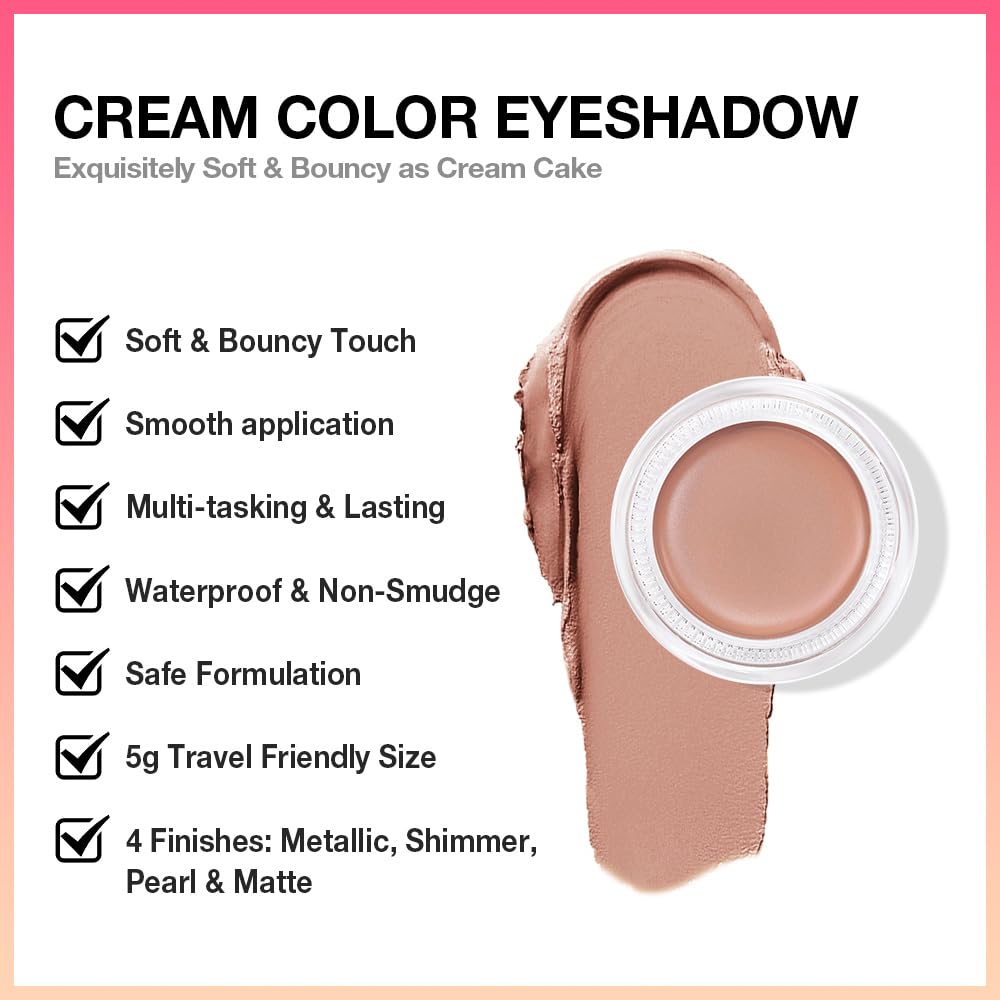 evpct Single Cream Eye Shadow Makeup Pallette Brightener, Nude Brown Matte Highly Pigmented Monochrome Mini Eyeshadow Palette, Natural, Waterproof, Blendable, sombras en crema para ojos R03