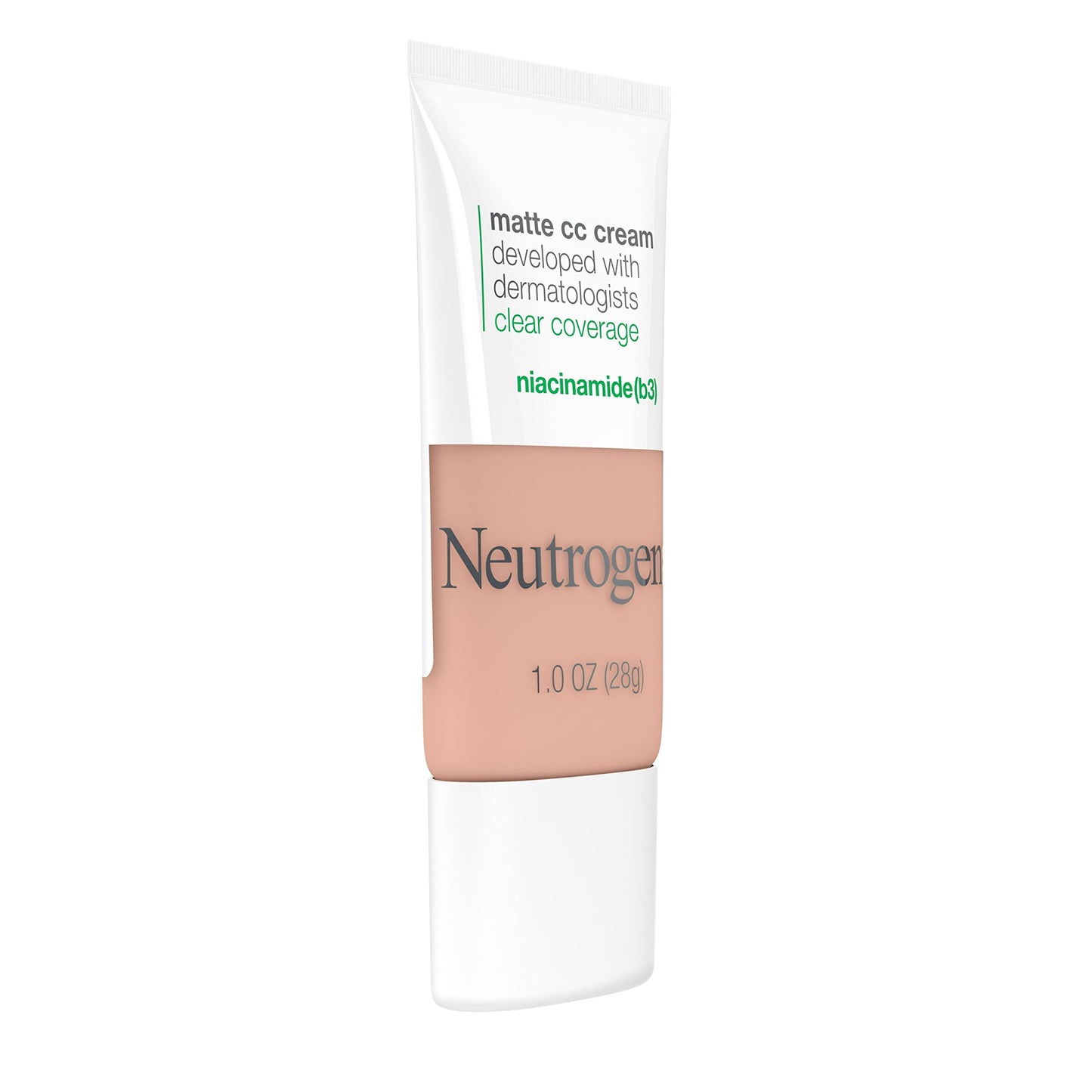 Neutrogena Clear Coverage Flawless Matte CC Cream, Full-Coverage Color Correcting Cream Face Makeup with Niacinamide (b3), Hypoallergenic, Oil Free & -Fragrance Free, Cool Beige, 1 oz