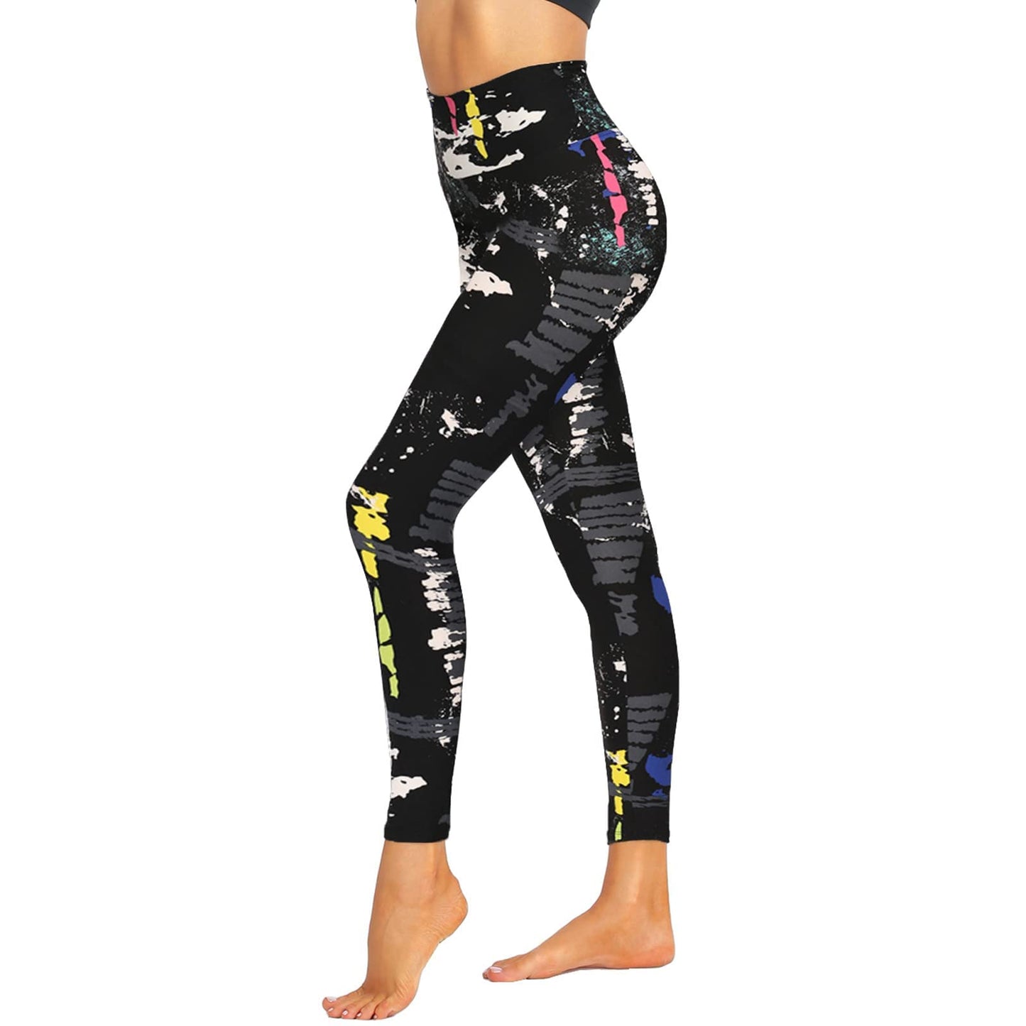 ZOOSIXX High Waisted Leggings for Women - Tummy Control Soft Opaque Printed Pants with Camo, Leopard for Running Workout