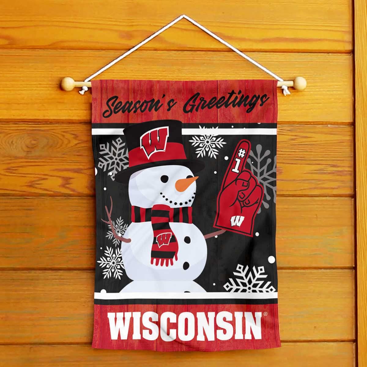 Wisconsin Badgers Holiday Winter Snow Garden Banner Flag