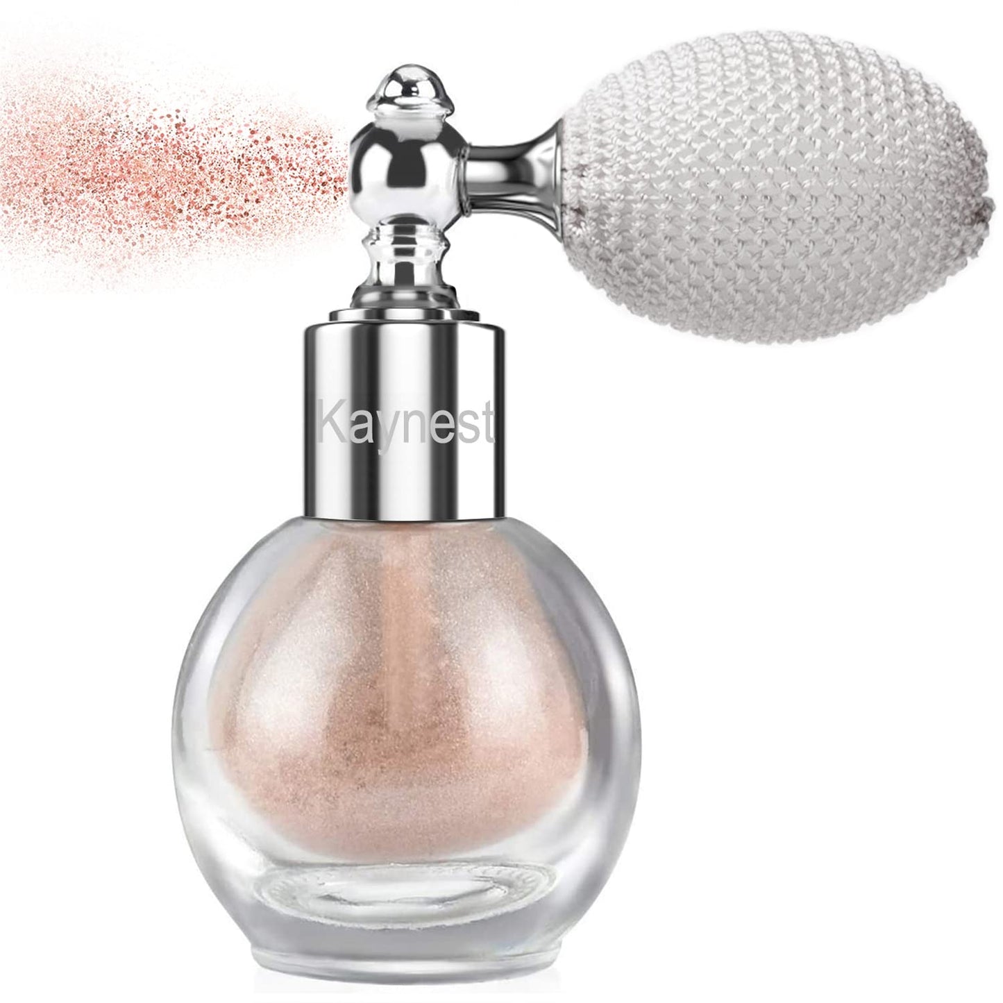 Nude Pink Highlighter Spray, Loose Shimmer Powder High Gloss Makeup Mist for Body, Face, Hair, Long Lasting Glitter Hairspray for Festive Party, Stage Shows, Nightclubs, Bar (#3)