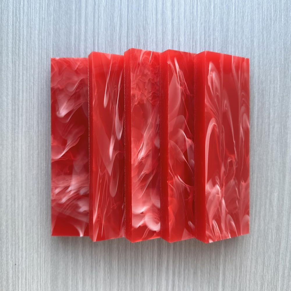 Uotowell Pre-Cut Epoxy Resin Scales Blanks for Decorative Inlays in Guitar Bodies, Necks, Engraved Knife Handle and Gun Grips - Cherry