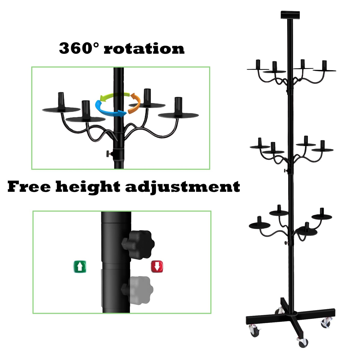 Lhysn Wig Head Stand for Styling 12-Head Wig Holder for Multiple Wigs Display Mannequin Head Stand Tripod Metal Wig Organizer Storage Rack Black- Patent Protected