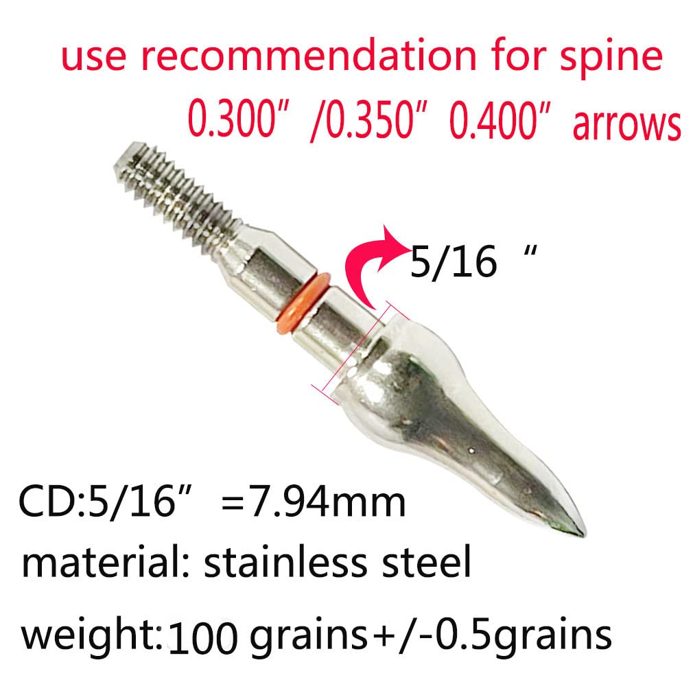 Field Points arrowheads 100 Grains Archery Field Points, 5/16 Stainless Steel Screw in Archery Field Tips and Broadheads 2.9x2.3x0.6