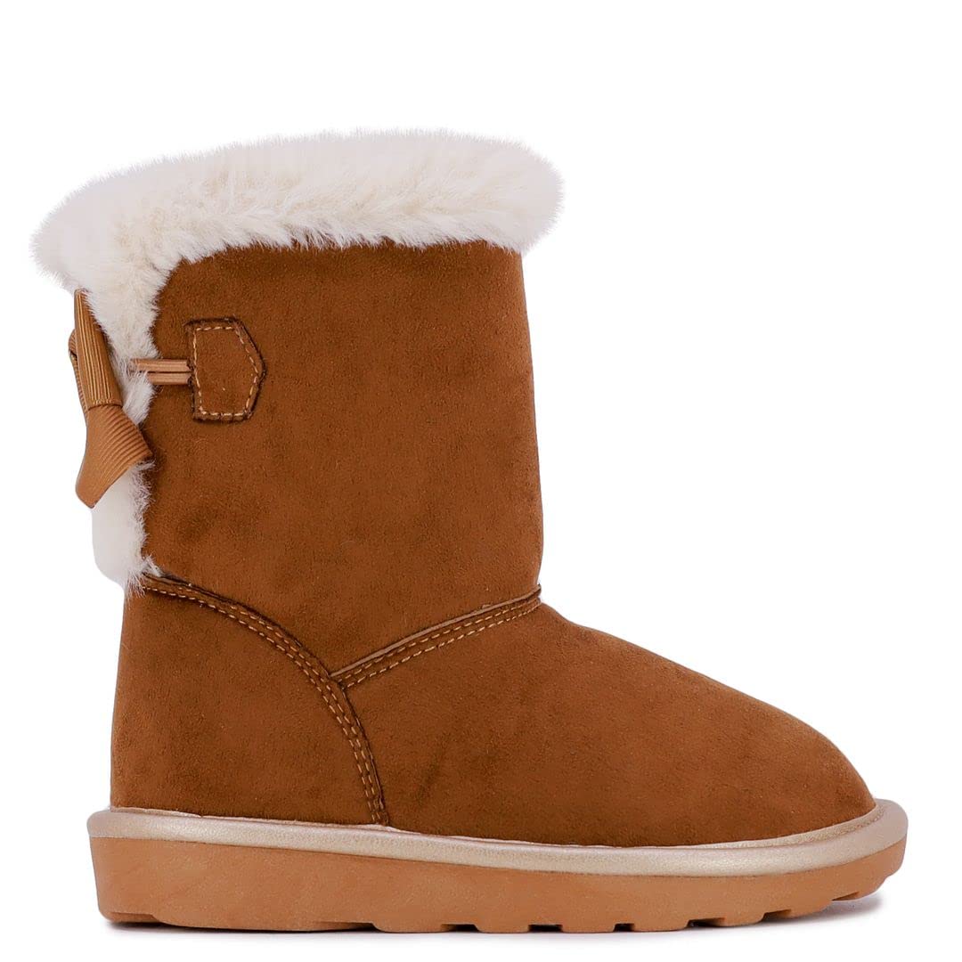 LONDON FOG Girls Toddler Derby Street Fashion Boot Fur Lined Warm Winter Boots Chestnut 6