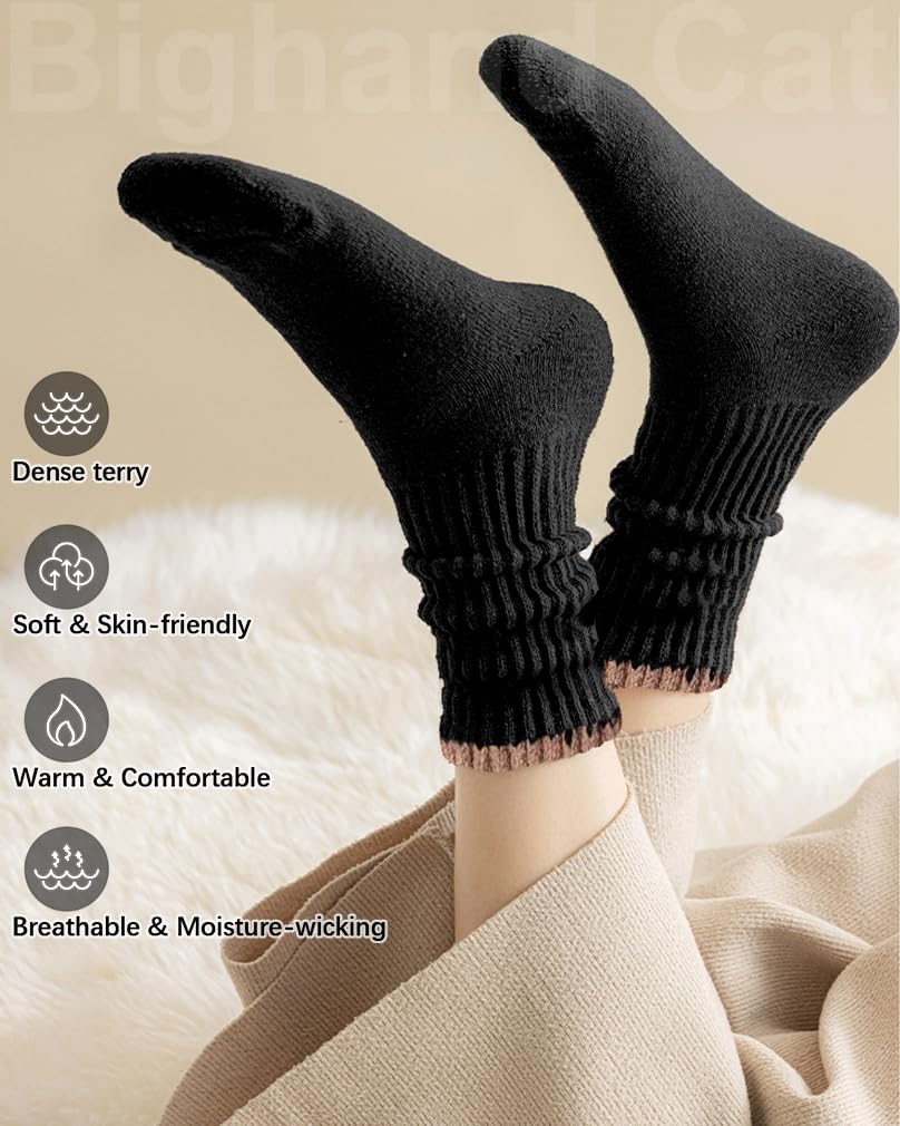 IIG 5 Pairs Womens Cute Fashion Knit Wool Socks Thick Warm Winter Crew Socks Gifts for Women (Super thick 03-5 pairs)