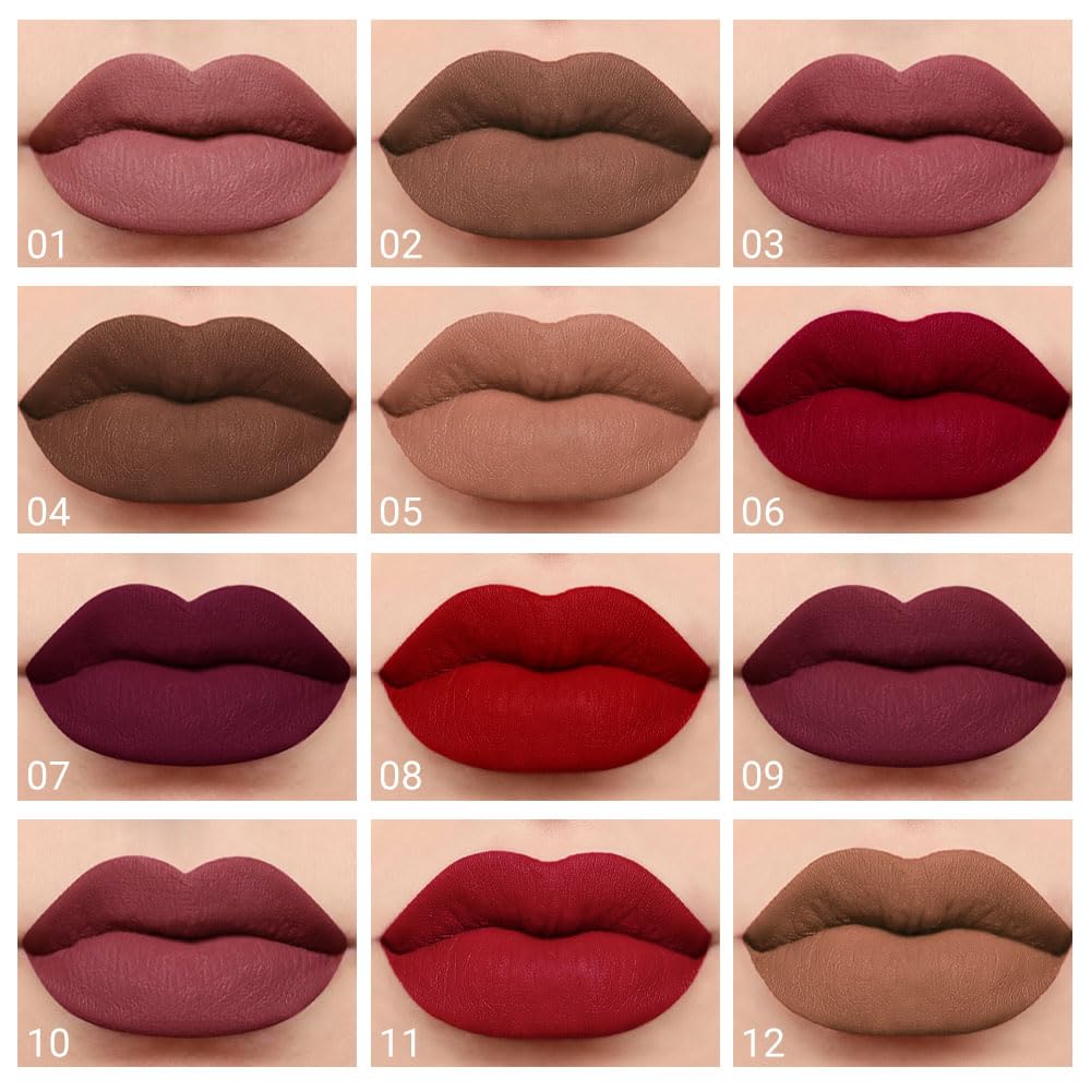 evpct 1Pcs Sexy Red Matte Liquid Lipstick Lip Gloss Glossy Set for Black Women 24 Hour Silky Velvet Lipstick labiales matte larga duracion mate 24 horas originales 11#