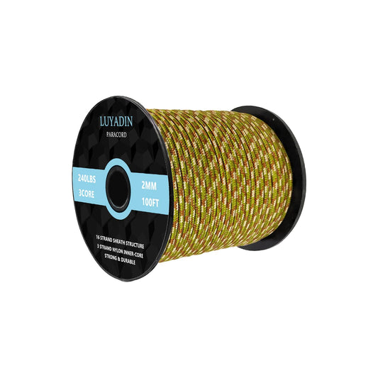 LUYADIN Paracord 240lb - Diameter 2mm Micro Utility Cord -3 Strand Parachute Spool Cord - 100ft 200ft,Paracord for Camping,Hiking,Fishing,Outdoor and DIY