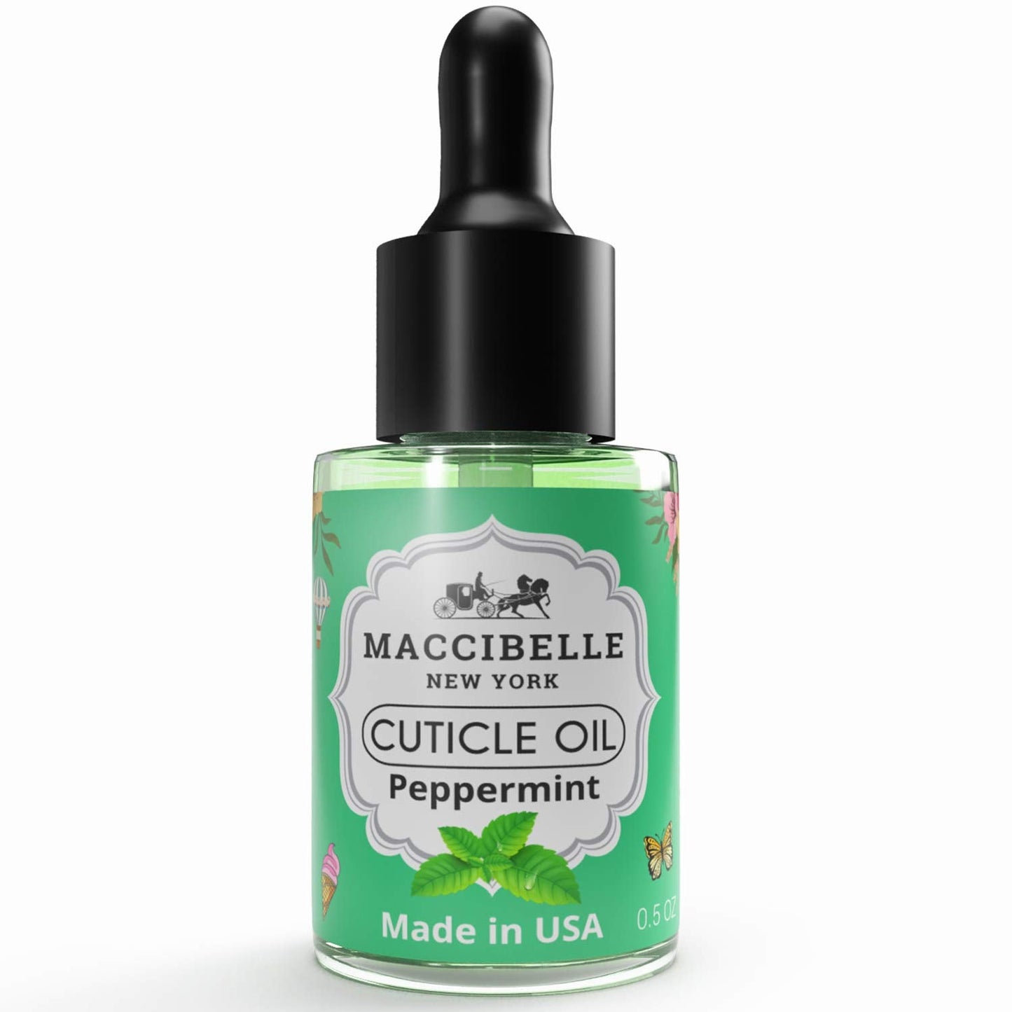 Maccibelle Cuticle Oil 0.5 oz - Heals Dry Cracked Cuticles (Peppermint, 0.5 Fl Oz)