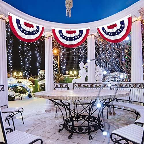 2 x 4 Ft American Pleated Fan Flag, USA Patriotic Half Fan Bunting Flag, Decoration Flags (red-2pcs)