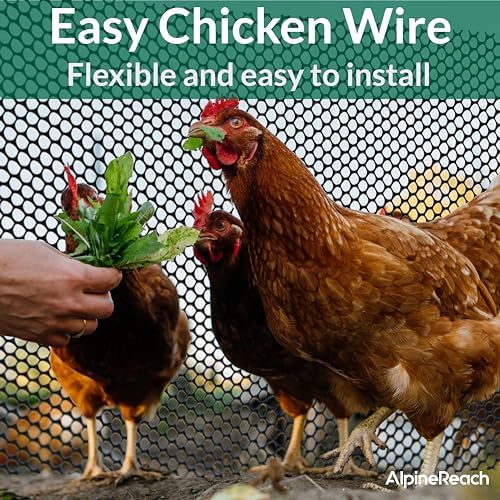 AlpineReach Plastic Wire Mesh 1.3ft x 30ft (15.7" x 360") Fence Roll with Zip Ties - Ideal for Poultry, Dogs, Rabbit Barrier & Gardening, Durable Chicken Mesh, Versatile Rigid Fencing & Netting, Black
