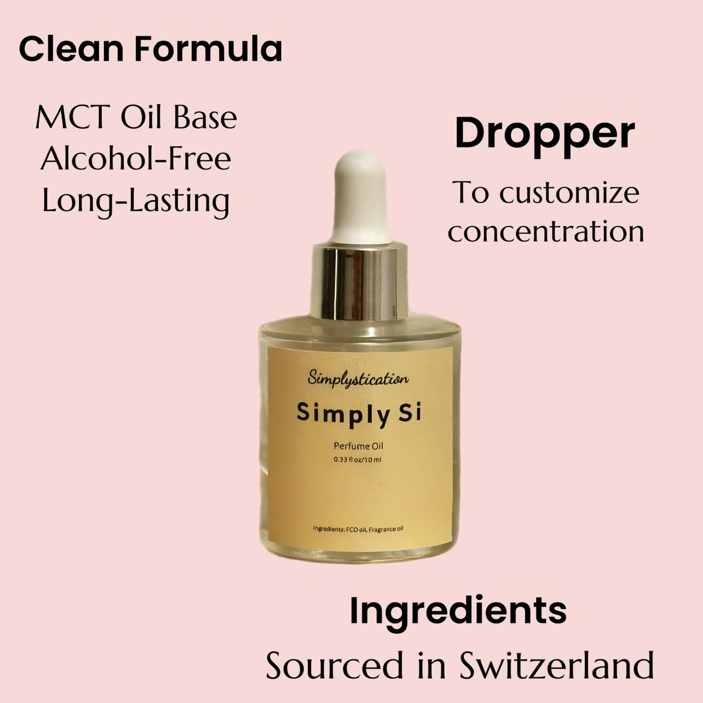 Simplystication – Alcohol-Free Skin Parfum for Women – Inspired by Si – Long-Lasting, Hydrating Eau de Parfum with MCT Liquid Coconut Oil – 1 oz (30 ml Dropper)