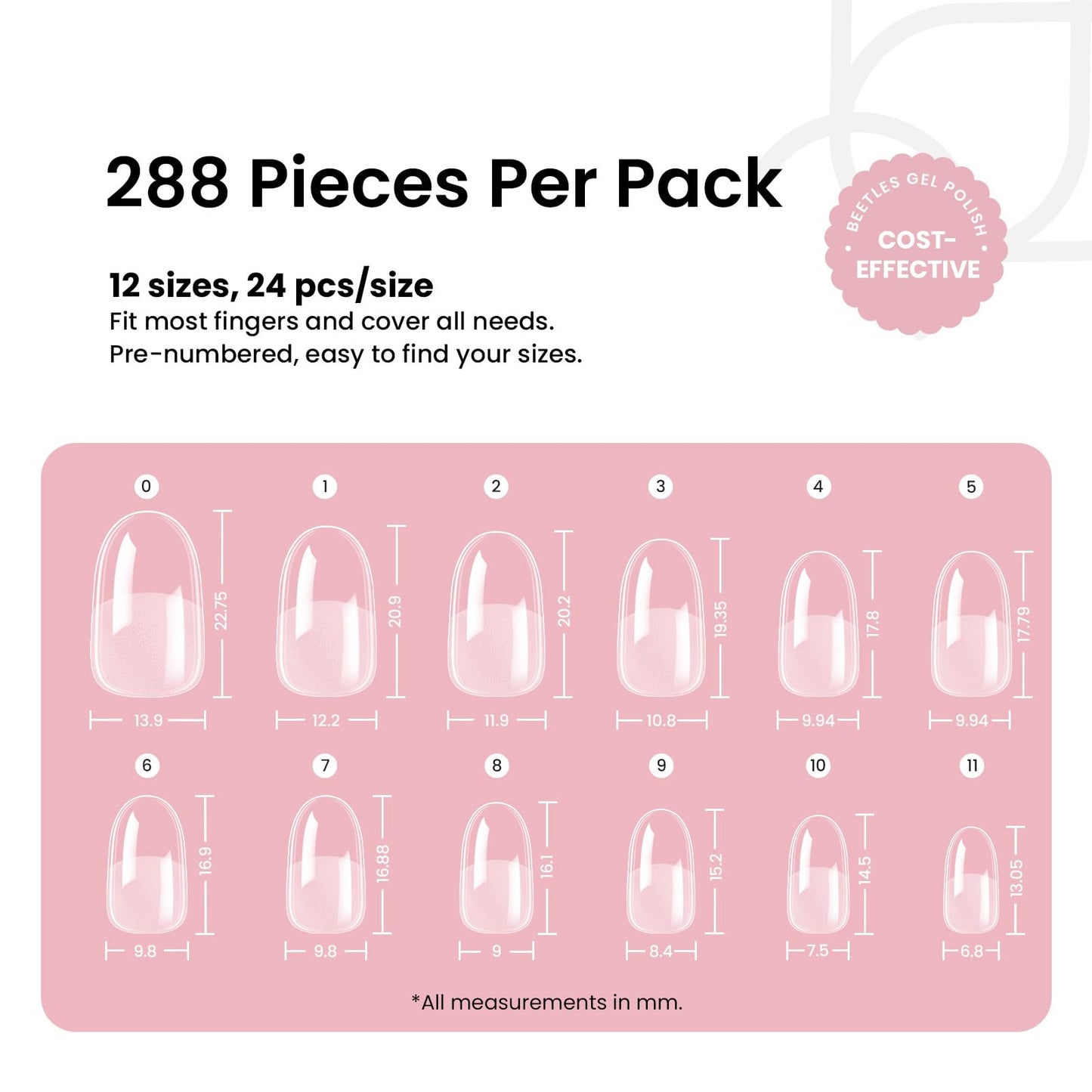 Beetles Gel Nail Tips Short Oval Fake Nails 288Pcs Pre-Shaped Half Matte Press on Nail Tips Full Cover False Nails Gifts for Girls Women Gelly Tips Home DIY Nail Extension