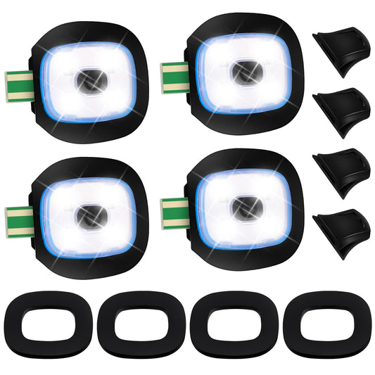Mudder USB Rechargeable Light for LED Knit Beanie Hat, 4 Pieces, Strong Medium and Weak Mode Hat Lights Flashing Hands Free Flashlight Men Dad Father, Black