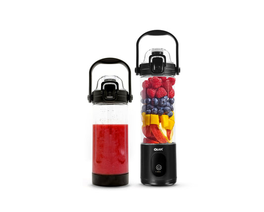 QUIK Portable Blender - Cordless 24oz. Personal Blender for Shakes and Smoothies, Licuadora, BPA Free - Ice Crush, Dishwasher safe parts, Waterproof, Triple Batteries, Juicer Cup, Black