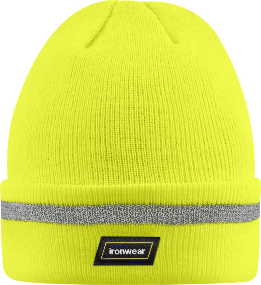 Ironwear 1243 Hi-Vis Reflective Beanie Hat | 100% Acrylic Knit (Lime)