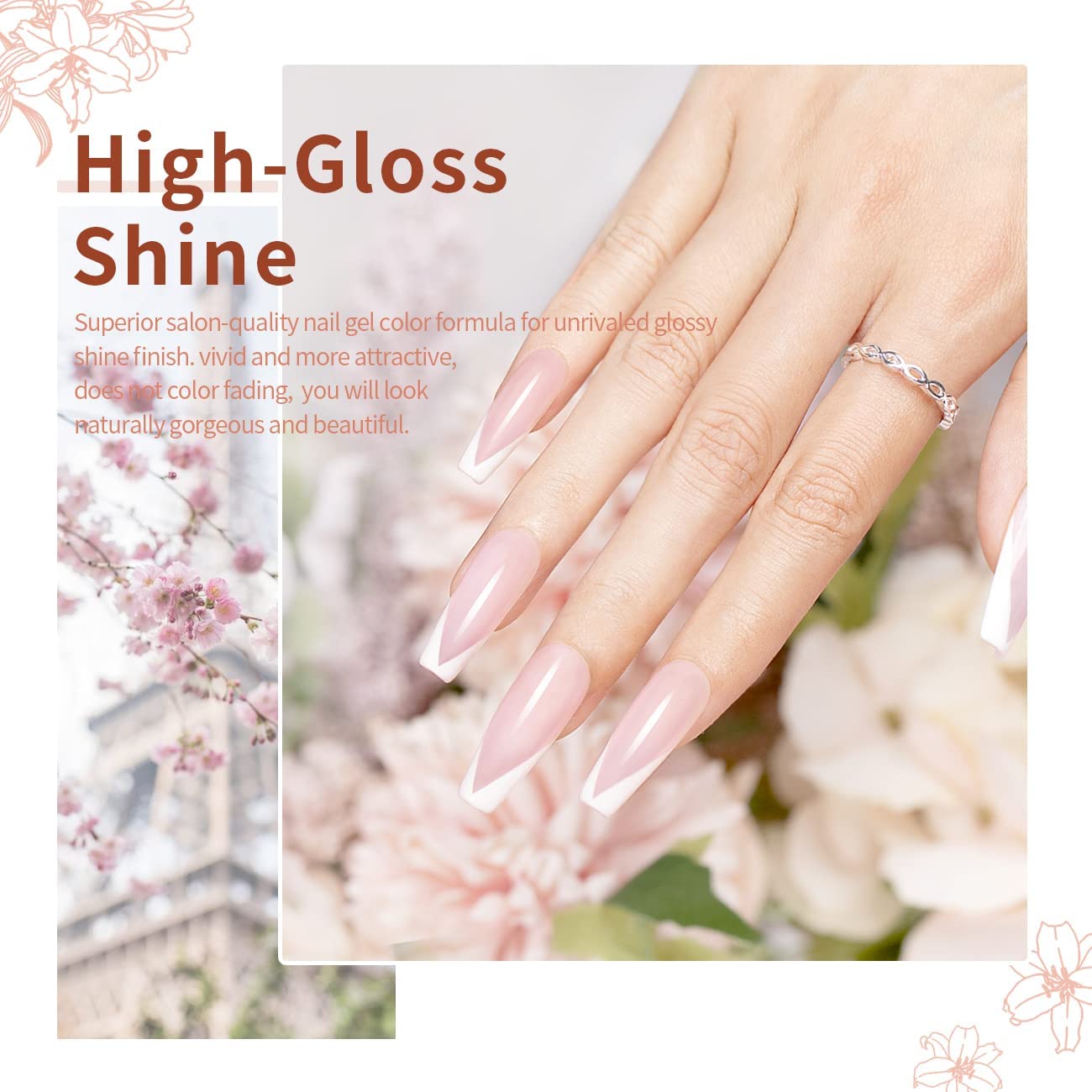 RARJSM Nude Gel Polish for French Manicure,Sheer Jelly Pink Gel Nail Polish Set of 6 Transparent Colors Clear Light Brown Pure White Neutral Nail Varnish LED UV Curing Requires 7.5ml for Home Salon