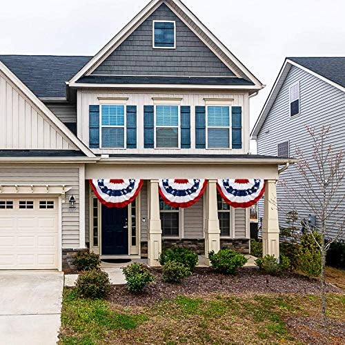 HOOSUN 4th Of July Decorations,American Flag Bunting for Outside,USA Pleated Fan Flag 1.5x3 FT,American Flags Bunting for Fourth Of July Patriotic Decorations,Red White And Blue Banner Decor,6 Pack