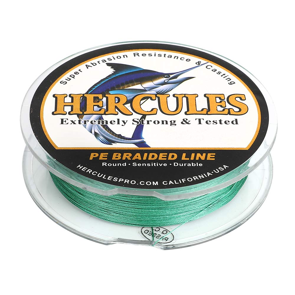 HERCULES Super Cast 100M 109 Yards Braided Fishing Line 10 LB Test for Saltwater Freshwater PE Braid Fish Lines Superline 8 Strands - Green, 10LB (4.5KG), 0.12MM