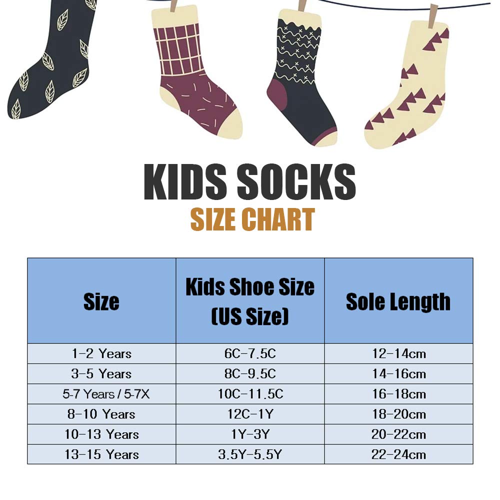 HowJoJo Boys Thick Fleece Socks Kids Winter Warm Thermal Crew Seamless Socks 5 Pack 5T/6T/7T/8T