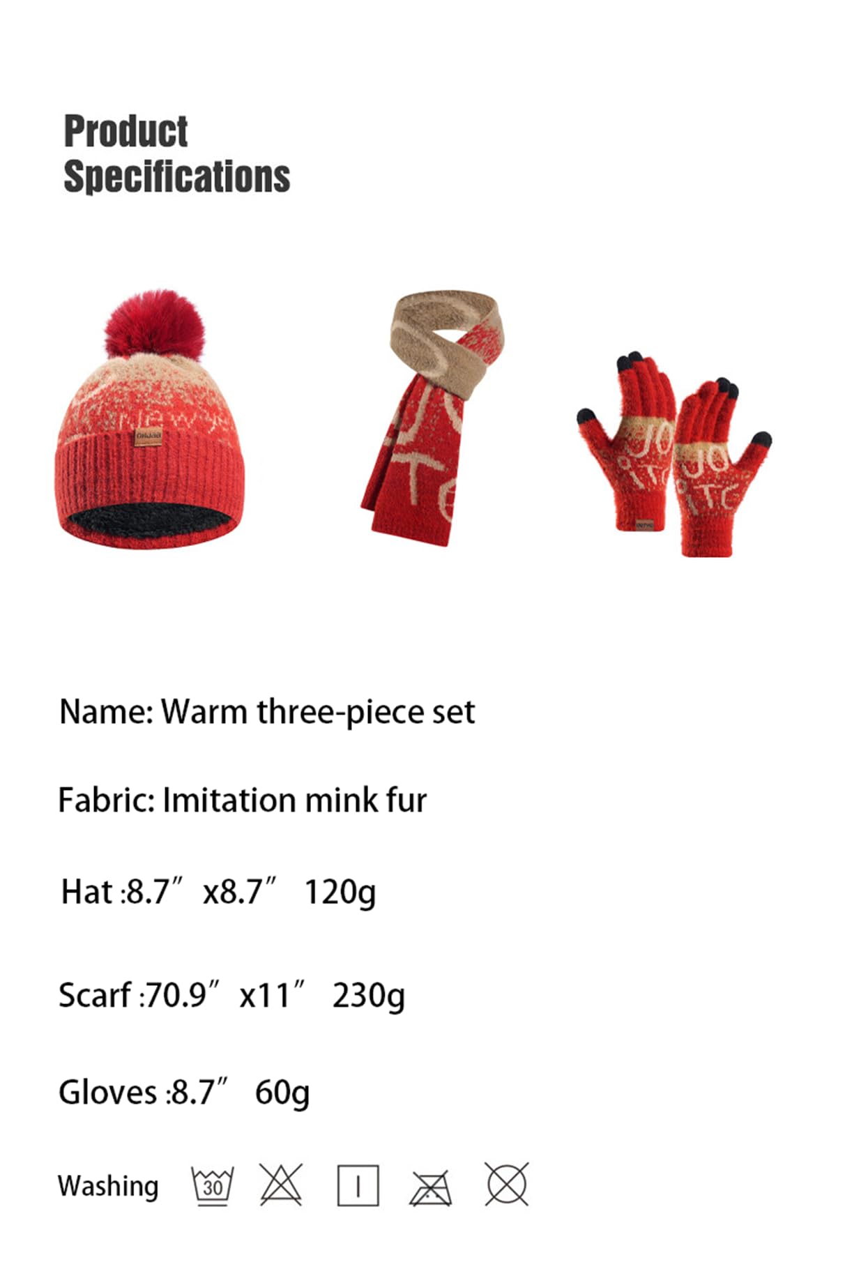 Wander Agio Winter Hat Scarf Glove Set for Women Beanie Hats Scarves and Gloves Womens Polar Fleece 3-Sets Christmas Red 1