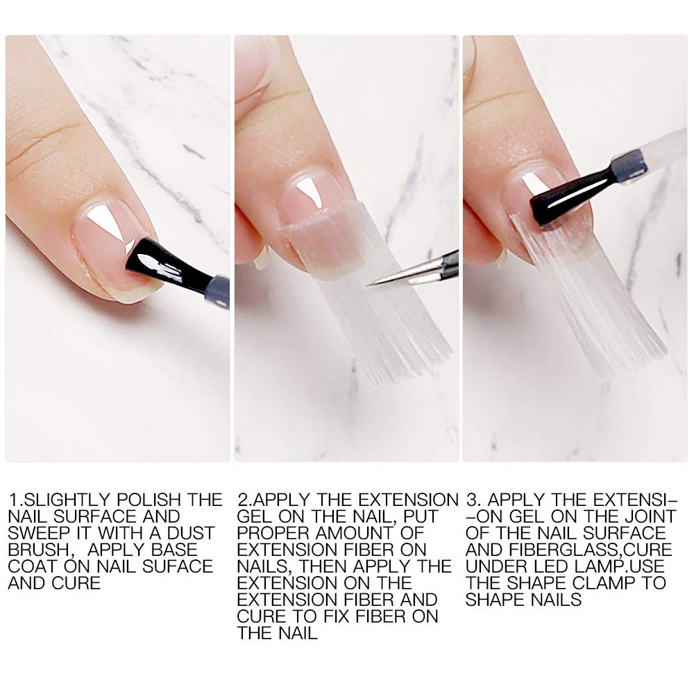 Fiberglass Nail Extension Kit with Building Gel Magical Silk Fiberglass Nail Wrap Form Quick Building Fiber Extension Gel, Nail File, Tweezers, Nail Tips Clip for Gel Extension Nail Art