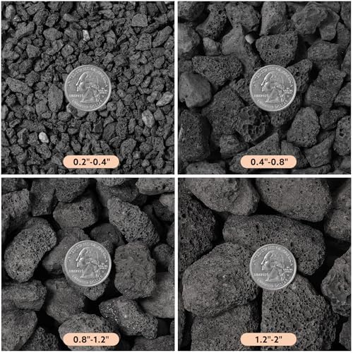 10lb 1.2-2 inch Black Lava Rocks for Indoor Fireplaces, Outdoor Gas Fire Tables, Fire Pits, Garden Landscaping Decoration