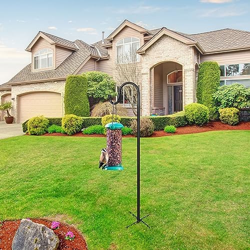 Shepherd Hooks for Outdoor, 1 Pack 46 Inch Bird Feeder Pole with 5 Prongs Base for Hanging Lantern, Hummingbird Feeder, Lightweight Plant, Shepherds Hook for Bird Feeders for Outside