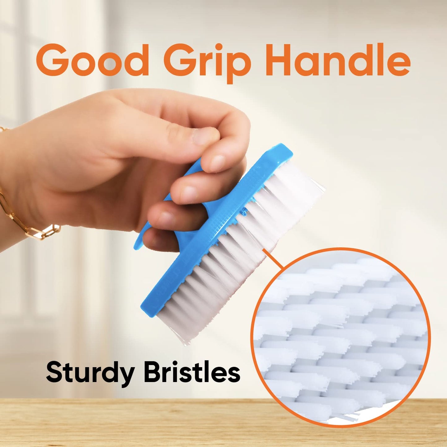 Superio Nail Brush Set (6 Pack) Cleaner with Handle, Durable Brush Scrubber to Clean Toes, Fingernails, Hand Scrubber All Surface Cleaning, Heavy Duty Scrub Brush Stiff Bristles (Red- White- Blue)