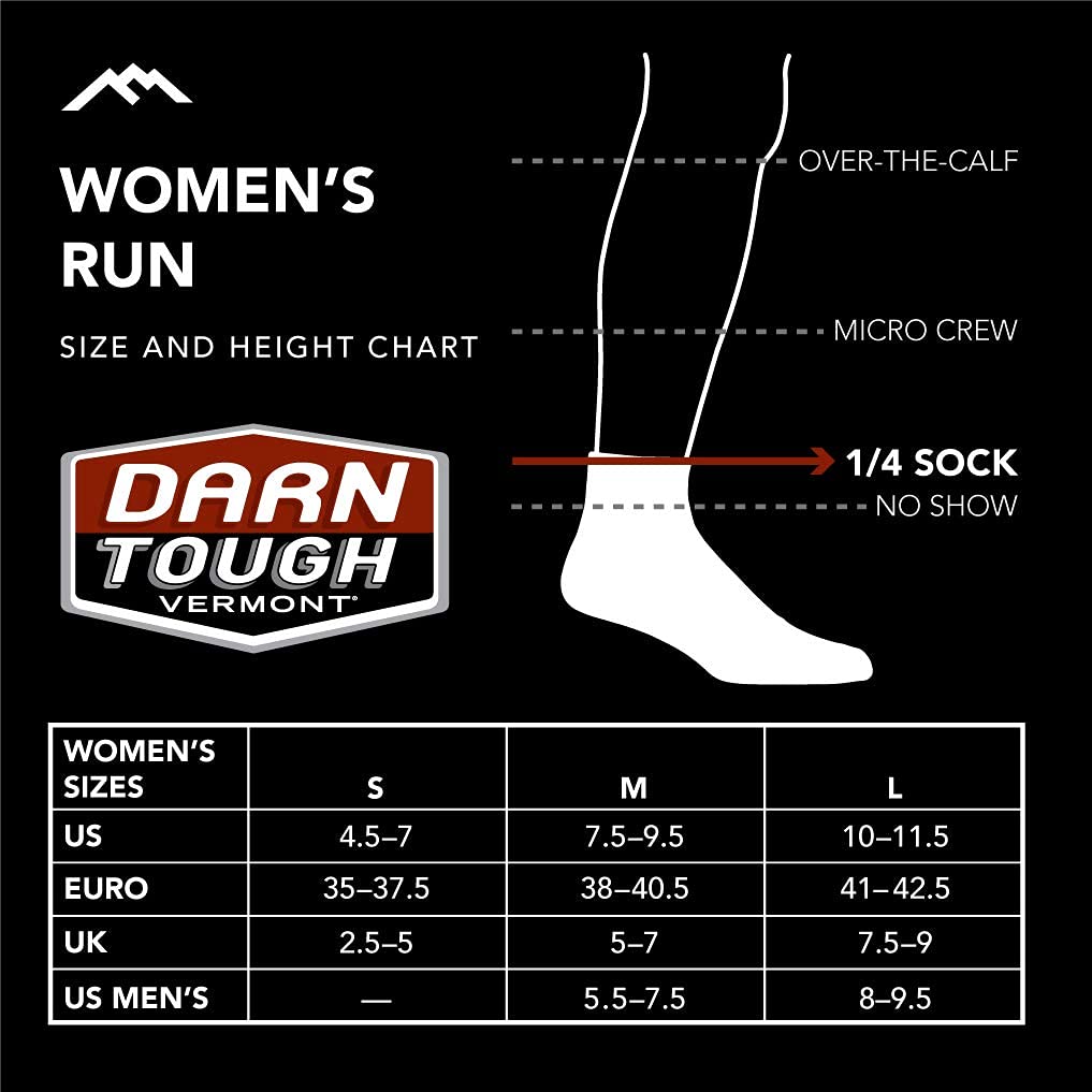 Darn Tough Women's Run Quarter Ultra-Lightweight with Cushion Running Sock (Style 1048) - White, Small
