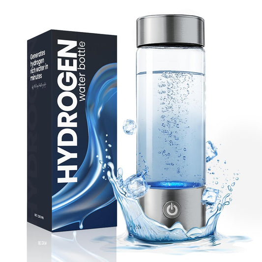 2025 New Glass Hydrogen Water Bottle Generator, 14oz/420ml with 2200ppb in 3 min SPE/PEM Technology, Portable H₂ Maker Water ionizer Machine for Home, Office & Travel, Rechargeable