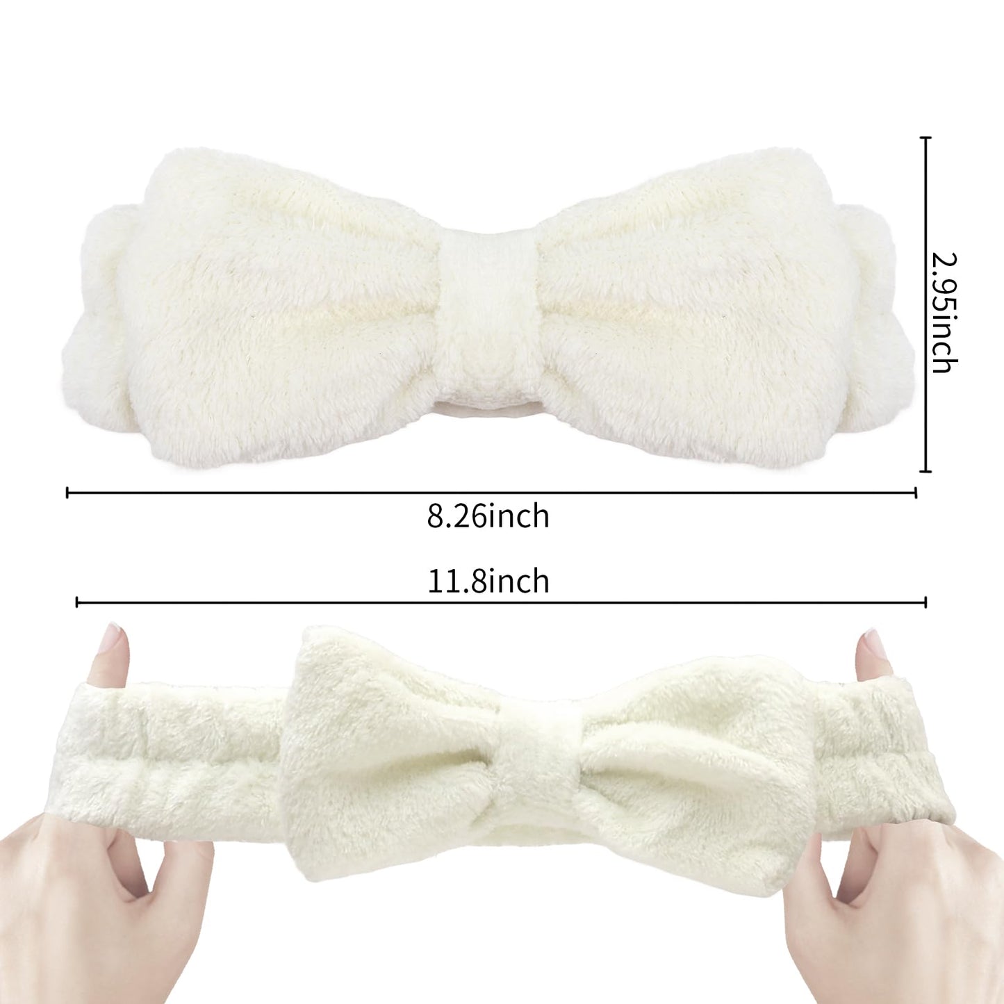 Semato Bachelorette Party Favor Set Bride Spa Headband Bride Headband and Bridesmaid Headband Skincare Headbands for Women Cute Bow Head Bands Party Supplies (creamy white)