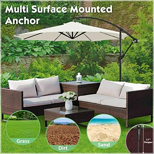 DEROFIT Portable Umbrella Base: Heavy Duty Sand Anchor for Umbrella, Flag, Christmas Tree, Fishing Rod - For Patio, Beach and Outdoor Use
