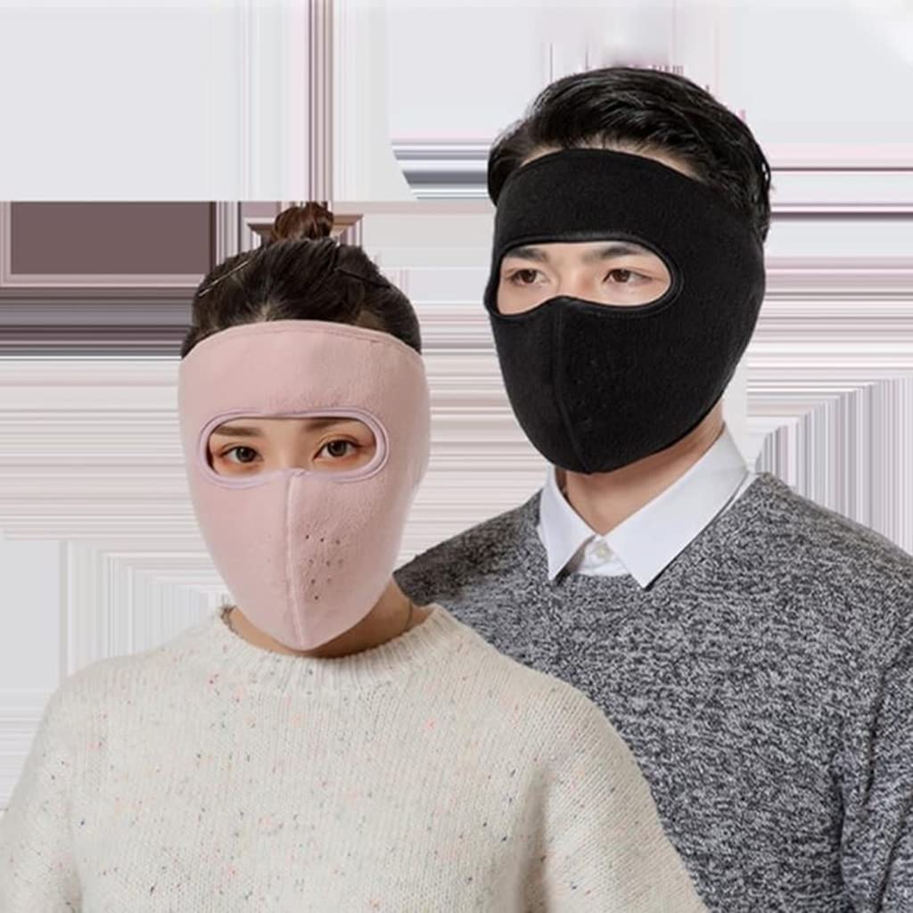Winter Fleece Mask Warm Mask Men Women, Full Cover Face Mask Winter Bicycle Windproof Mask Breathable Face Mask (Black,One Size)