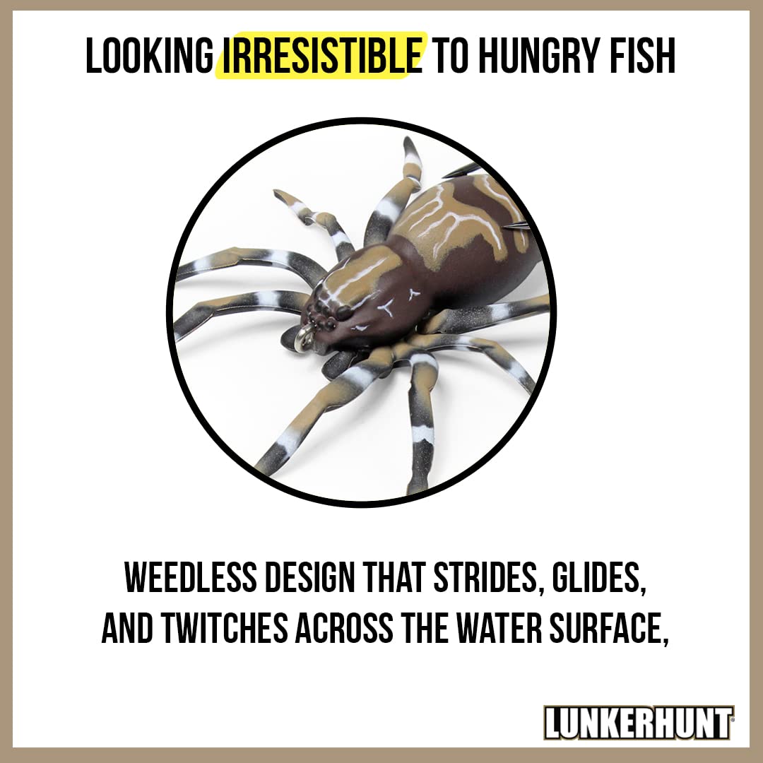 Lunkerhunt Phantom Spider Fishing Lure | Most Realistic Topwater Fishing Bait with Self-Righting Ballast for Natural Walking Action | Hollow Body Weedless Hooks for Bass Fishing (Dock)