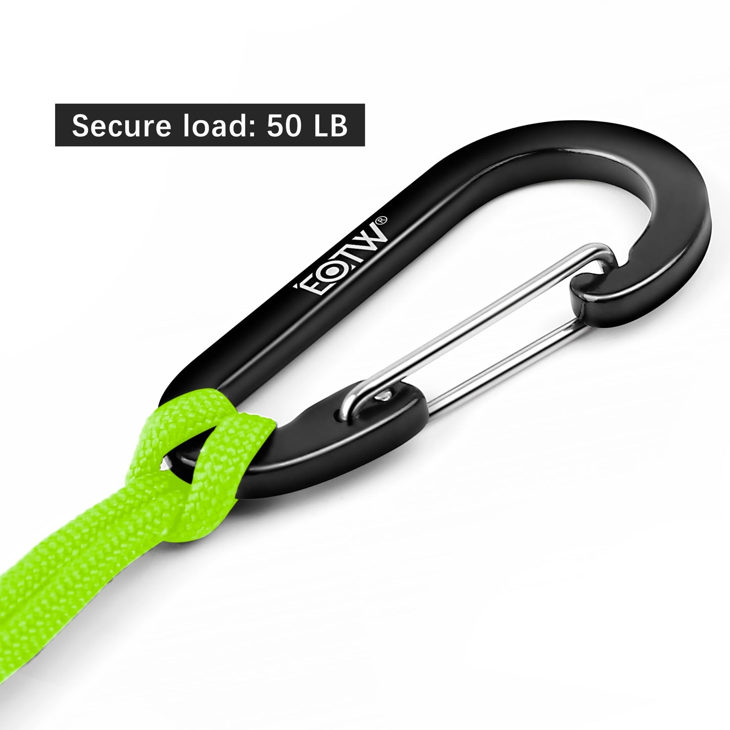 EOTW 6pcs Carabiner Clip and 2pcs Paracord Keychain Small Aluminum Caribeaner D Ring for Camping, Hiking, Fishing Or As A Key Organizer Black+Green