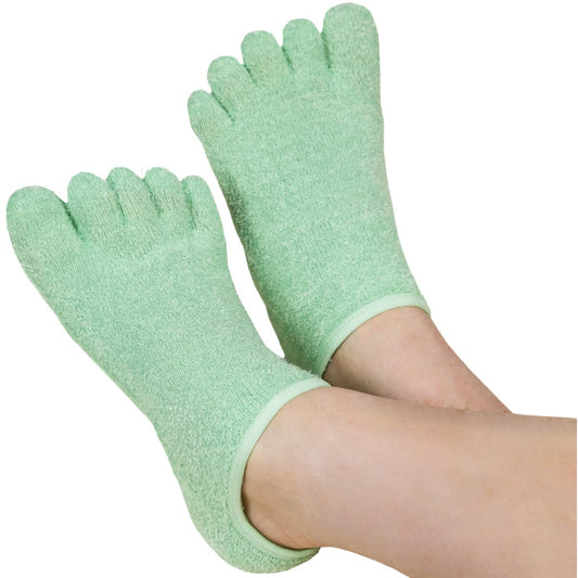 LE EMILIE Moisturizing Gel Heel Socks | Perfect for Healing Dry Cracked Heels and Feet | Infused with Aromatherapy Blend of Lavender and Jojoba Oil | 1 Pair, Green