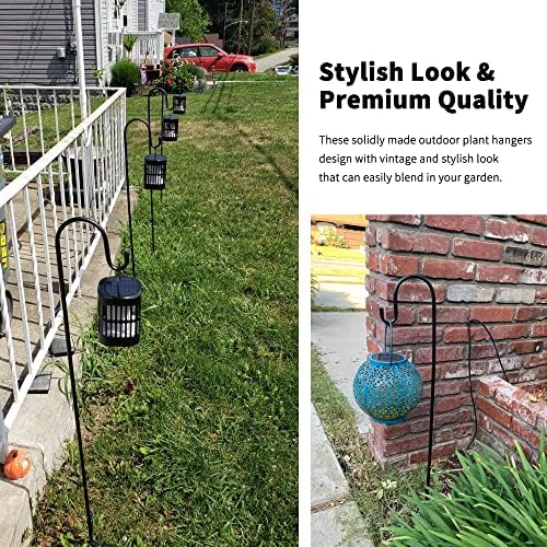Ottsuls Bird Feeder Pole, 45 INCH Heavy Duty Shepherds Hooks for Outdoor with 5 Prong Base, Adjustable Stand Hanger for Garden Plant, Hummingbird Feeder, Lantern, Hanging Wedding Decor (2 Pack)