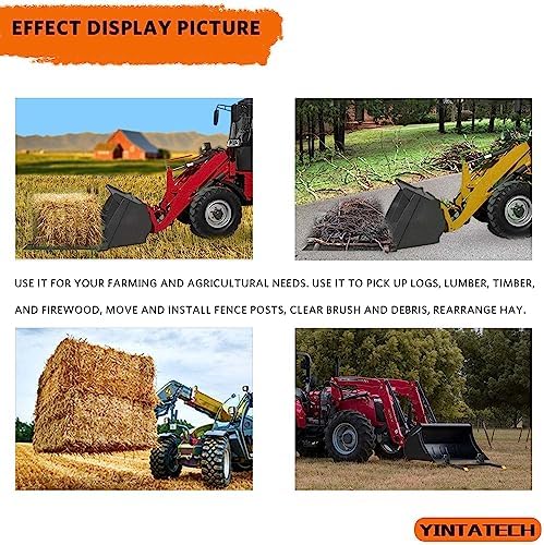 YINTATECH 60" 4000lbs Clamp on Pallet Forks Heavy Duty Tractor Forks with Adjustable Stabilizer Bar Tractor Bucket Forks for Tractor Attachments, Skid Steer, Loader Bucket