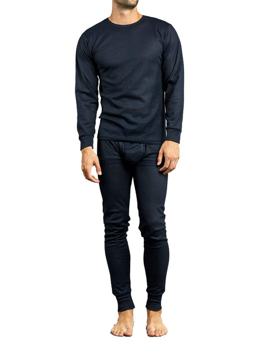 Knocker Men's 2pc Long Thermal Underwear Set Black