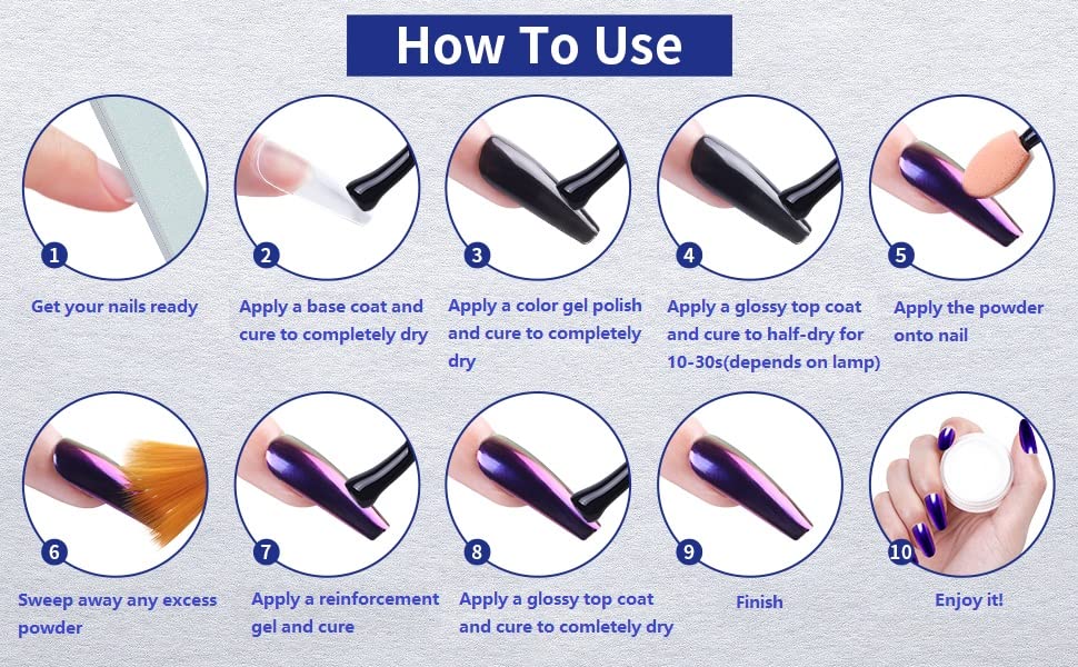 Artdone Chrome Nail Powder Metallic Mirror Glitter Effect Pigment Iridescent Aurora Mermaid Pearl Dust Kit for Gel Polish Nail Art Decoration, Resin Craft Arylic Powder