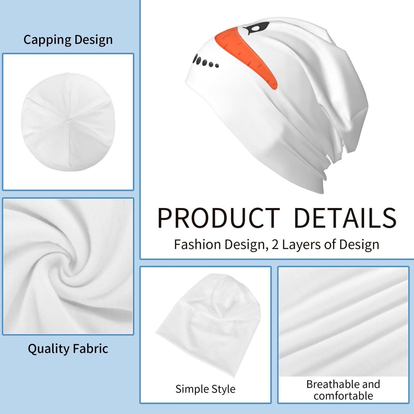 Christmas Theme Beanie Hats Snowflake Knitted Hats Slouchy Elastic Skull Cap for Women Men