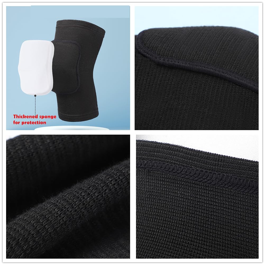 Kids Volleyball Kneepad Soft with Sponge 1 Pair, Knee Sleeve for Adult Youth Pole Dance Cycling Soccer Roller Skating-Elbow Support Work Gym Yoga Golf Leg Protector Auto Mechanic-Black(Black, S)