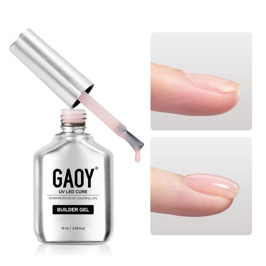 GAOY Builder Gel for Nails, 16ml Nail Strengthener in a Bottle, Nail Extension Hard Gel, Soak Off Long Lasting UV Gel, 1958 Crystal Pink, Base Coat Top Coat Needed