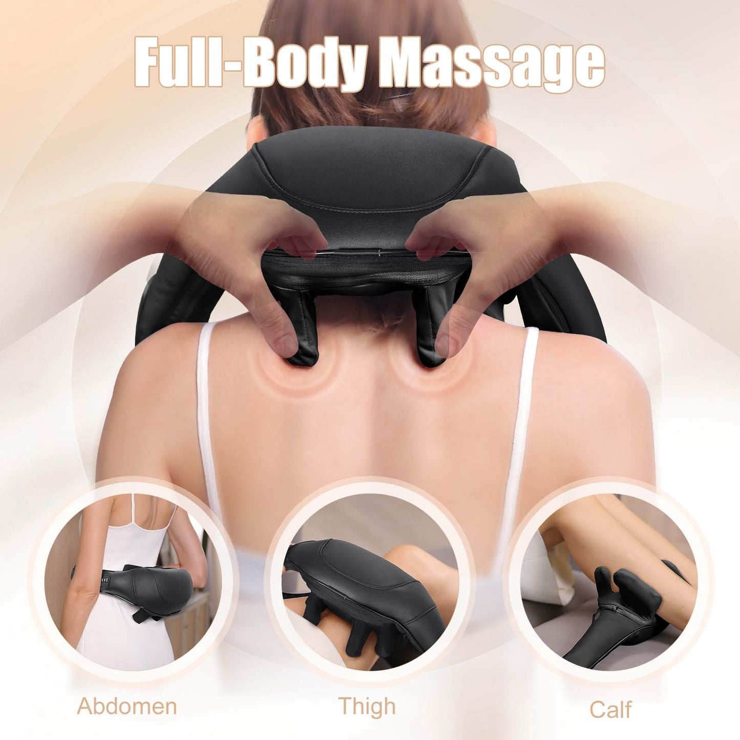 MASGRE Shiatsu Back and Neck Massager, Cordless Shoulder Massager with Heat, Electric Deep Tissue 3D Kneading Massage Pillow for Shoulder, Leg, Body Muscle Pain Relief, Gifts for Men Women
