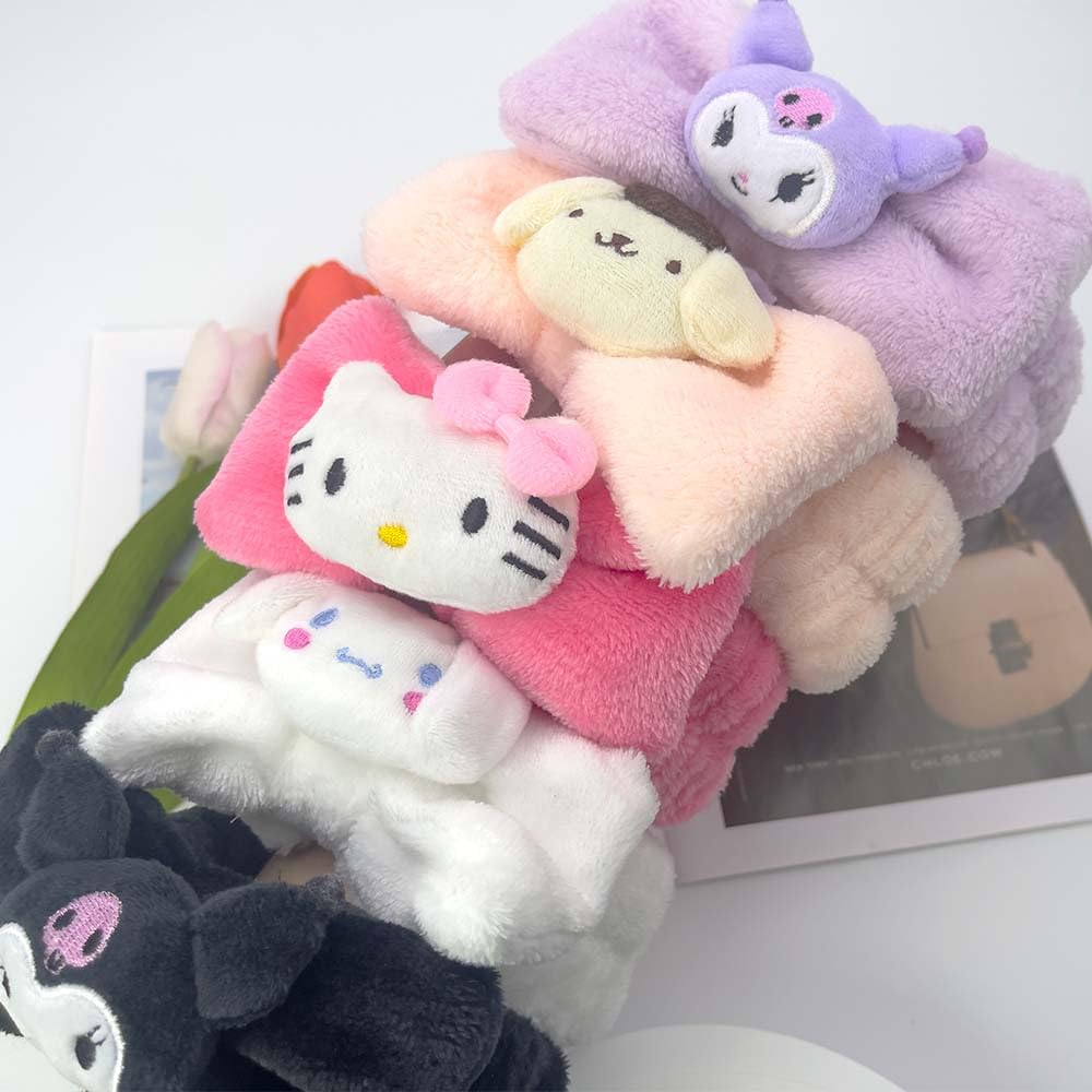 Bliqlriy Kawaii Spa Headband, Cute Headband for Women Facial Makeup, Washing, Party, Soft Microfiber Coral Skincare Shower Fluffy Towel Headbands Hair Band for Girls