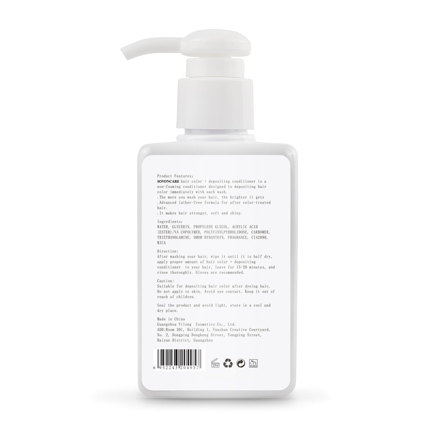 SOVONCARE Honey Hair Color Depositing Conditioner Mask 5.28 OZ,Cruelty-Free