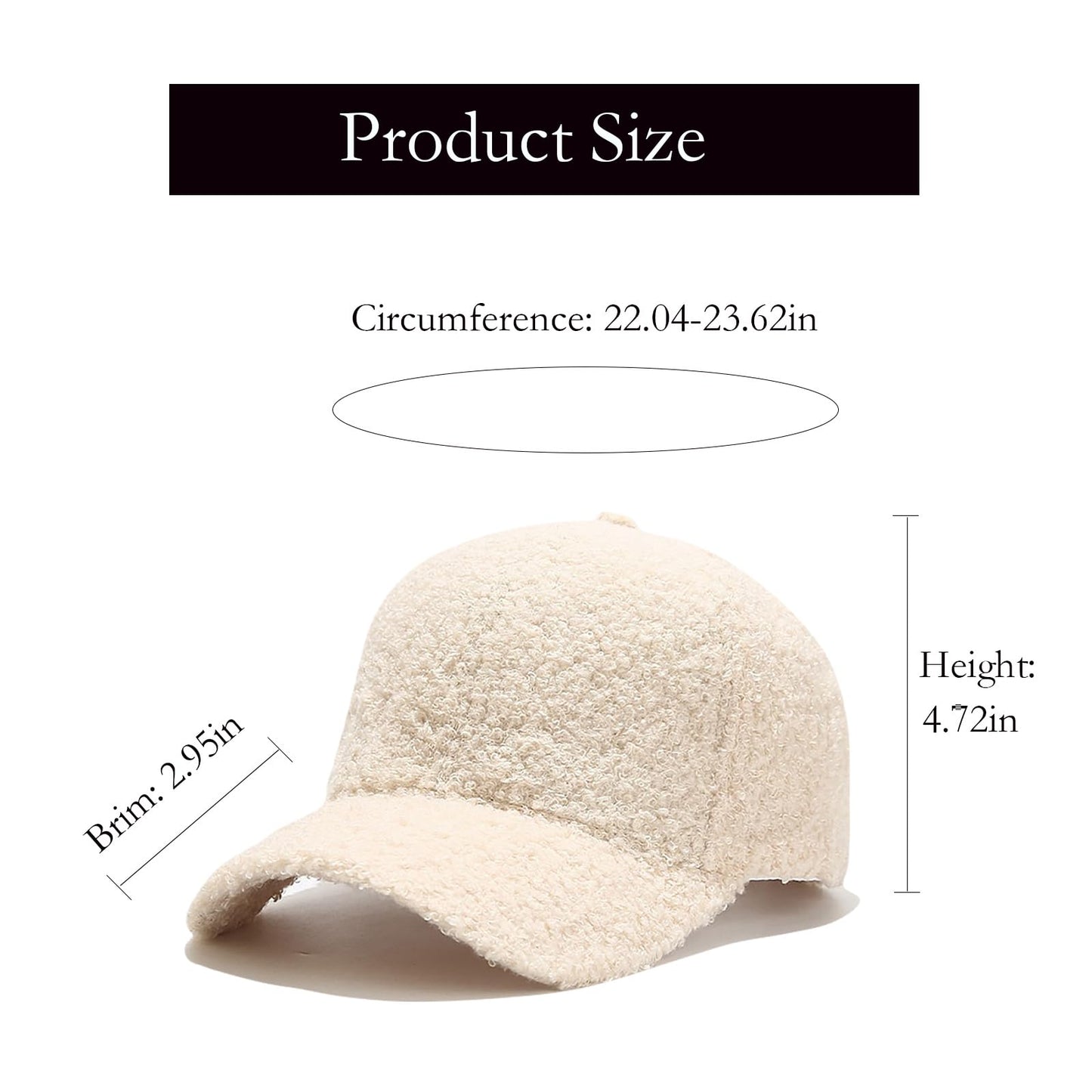 Winter Baseball Cap for Women Lambs Wool Solid Color Warm Baseball Cap Fashion Dad Hat for Outdoor Travel Beige